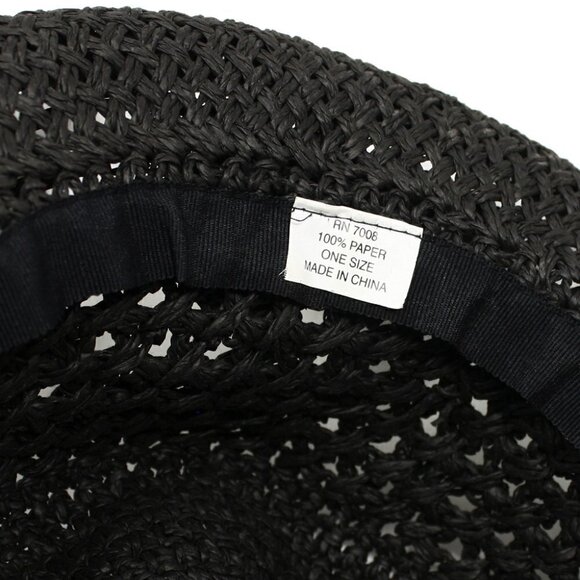 Wide Brim Summer Sun Shade Hat Black Open Weave Style Curved Brim - Hey Viv - Picture 4 of 5